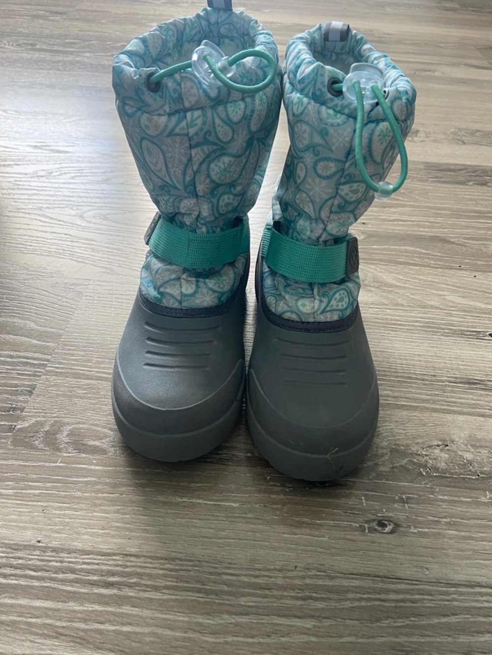 Kids Waterproof Snow Boots - Teal Paisley